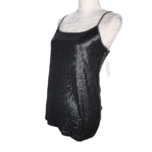Ann Taylor LOFT Tank Camisole Gray Sequin Medium Adjustable New - Picture 4 of 12